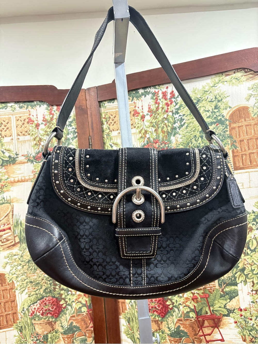 Coach Black Shoulder Bag with Silver Hardware